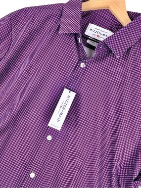 Mizzen Main Shirt Mens XXL Puple Red Geometric Leeward Trim Fit Performance